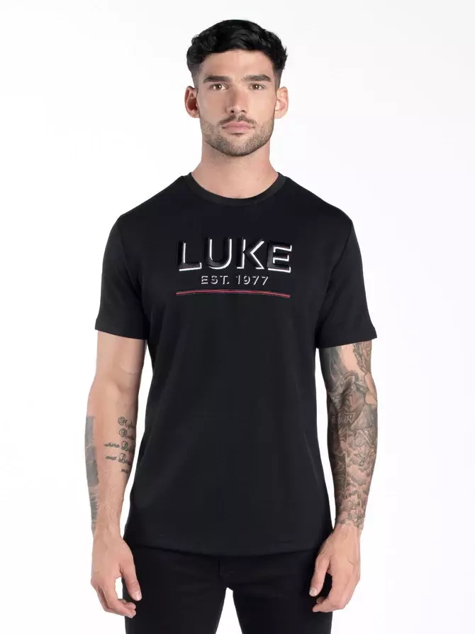 LUKE 1977 THREE D TEXT T-SHIRT JET BLACK